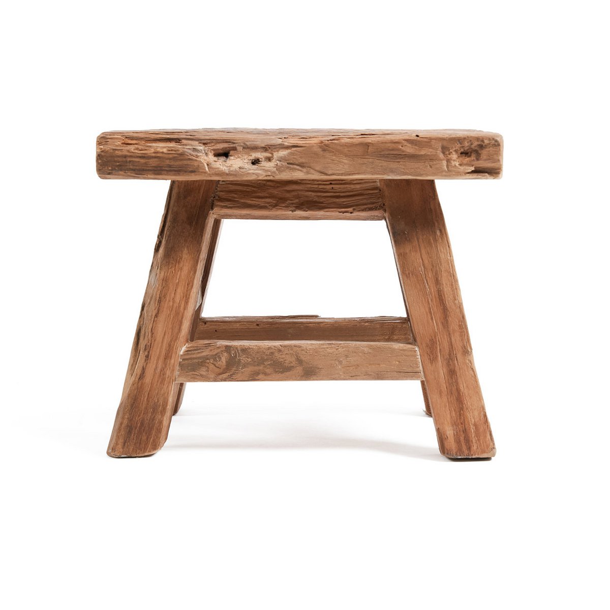 Yoke reclaimed teak stool – small
