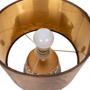 Handgefertigte Luxus-Keramik-Tischlampe in Beige und Grau