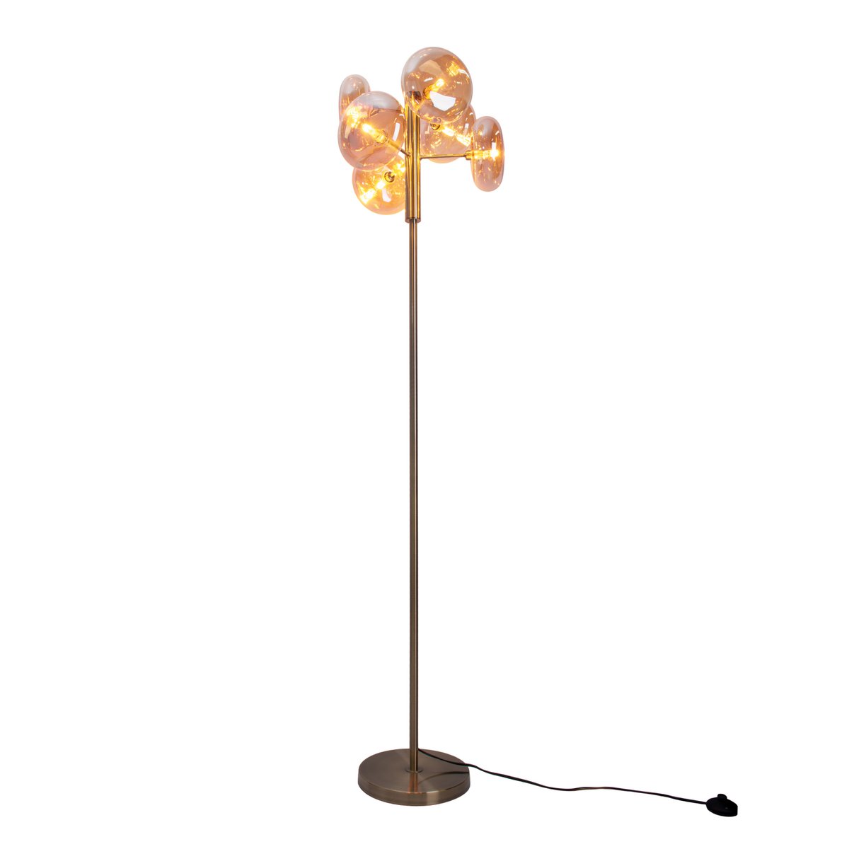 Timeless Artisan Floor Lamp in Amber with Natural Materials