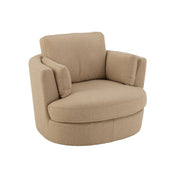 Chélu Luxe Swivel Armchair – Warm Beige Textile & Wood