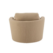 Chélu Luxe Swivel Armchair – Warm Beige Textile & Wood