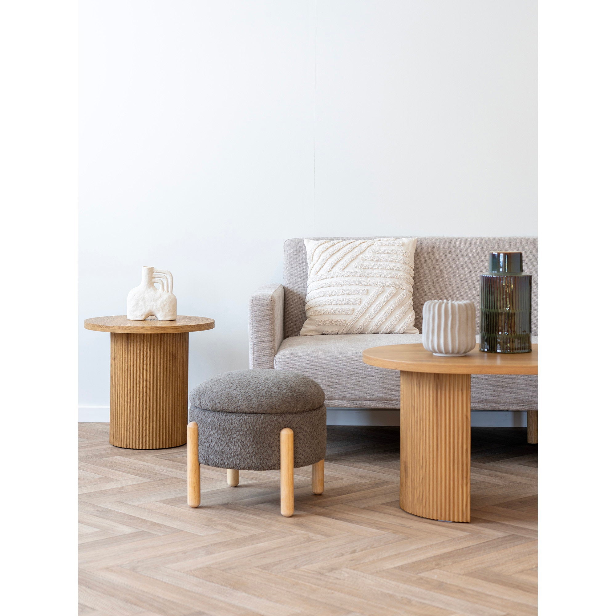 Medas Pouf - Pouf with storage, brown/nature ø45x36 cm, HN1237