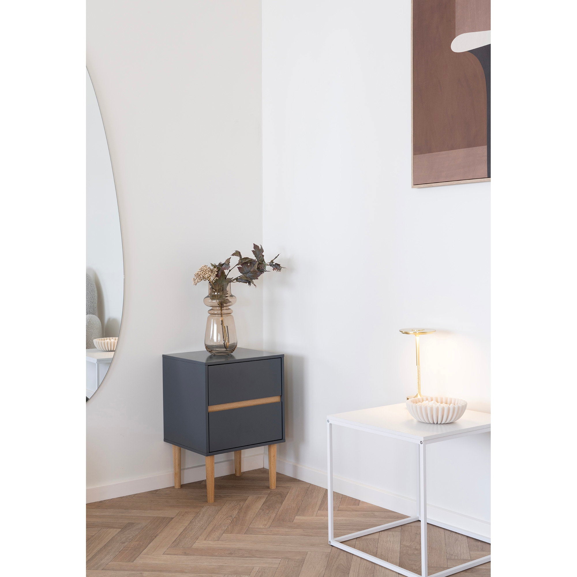 Vita Side Table - Side table, white, white frame 45x45x45 cm