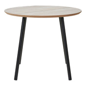 Aalst Coffee Table - Coffee table, travertine look, black legs ø55x45 cm