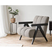 Leuven Side Table - Side table, travertine look, black legs ø27x46 cm