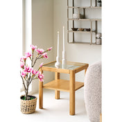 Lourmarin Side Table - Side table, oak/oak veneer/tempered glass, natural 40x40x45 cm