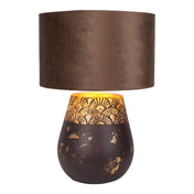 Handgefertigte Luxus-Keramik-Tischlampe in Beige und Grau