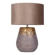 Handcrafted Ceramic Table Lamp in Beige and Gold Design