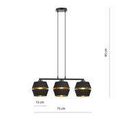 LUNOR 3 Black Gold Pendant Lamp