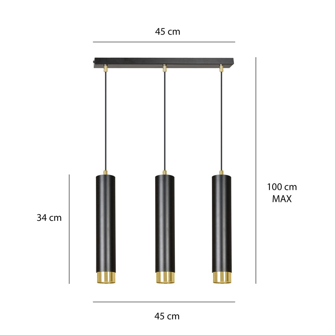 LYONN 3 Black Gold Pendant Lamp