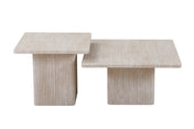 Serena beige Travertin-Optik Wohnzimmertisch-Set (2-teilig)