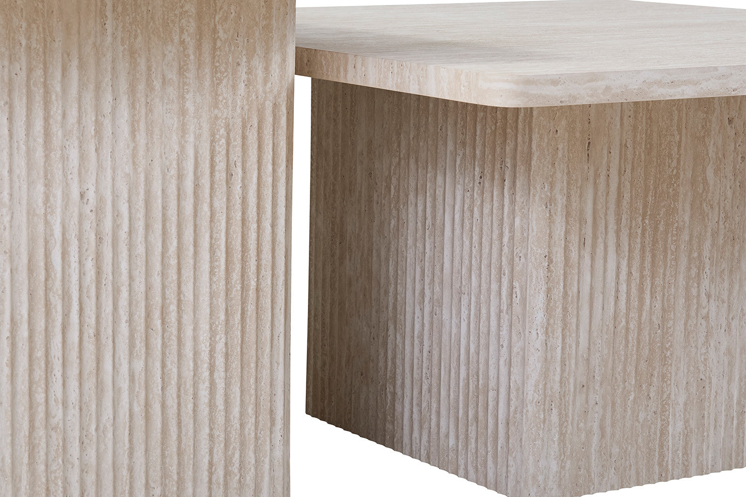 Serena beige Travertin-Optik Wohnzimmertisch-Set (2-teilig)