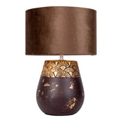 Handgefertigte Luxus-Keramik-Tischlampe in Beige und Grau