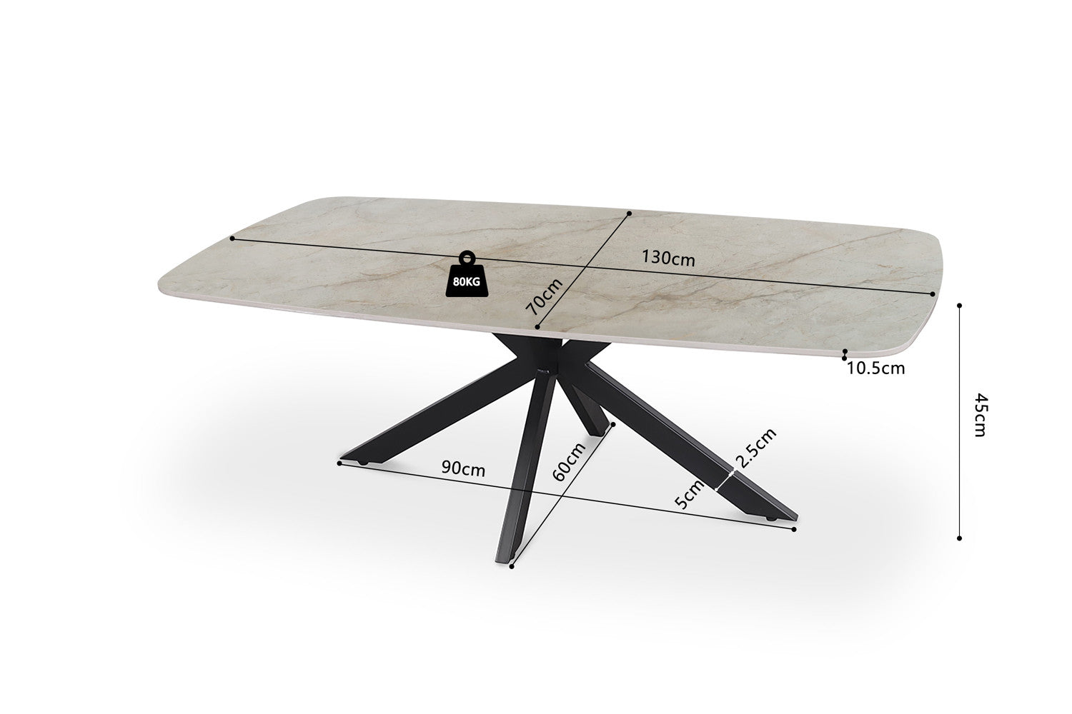 Salontisch dänisch oval Stein beige