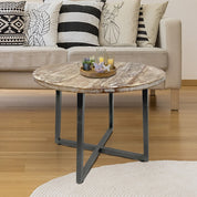 Handcrafted Luxury Round Coffee Table with Artisan Metal Frame