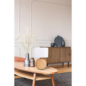 Handgefertigte Luxus-Keramik-Tischlampe mit natürlichem Stoffschirm