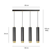 LYONN 4 Black Gold Pendant Lamp
