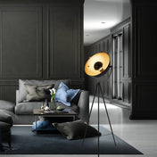 Elegante schwarz-goldene Stehleuchte mit drei Beinen für jeden Raum