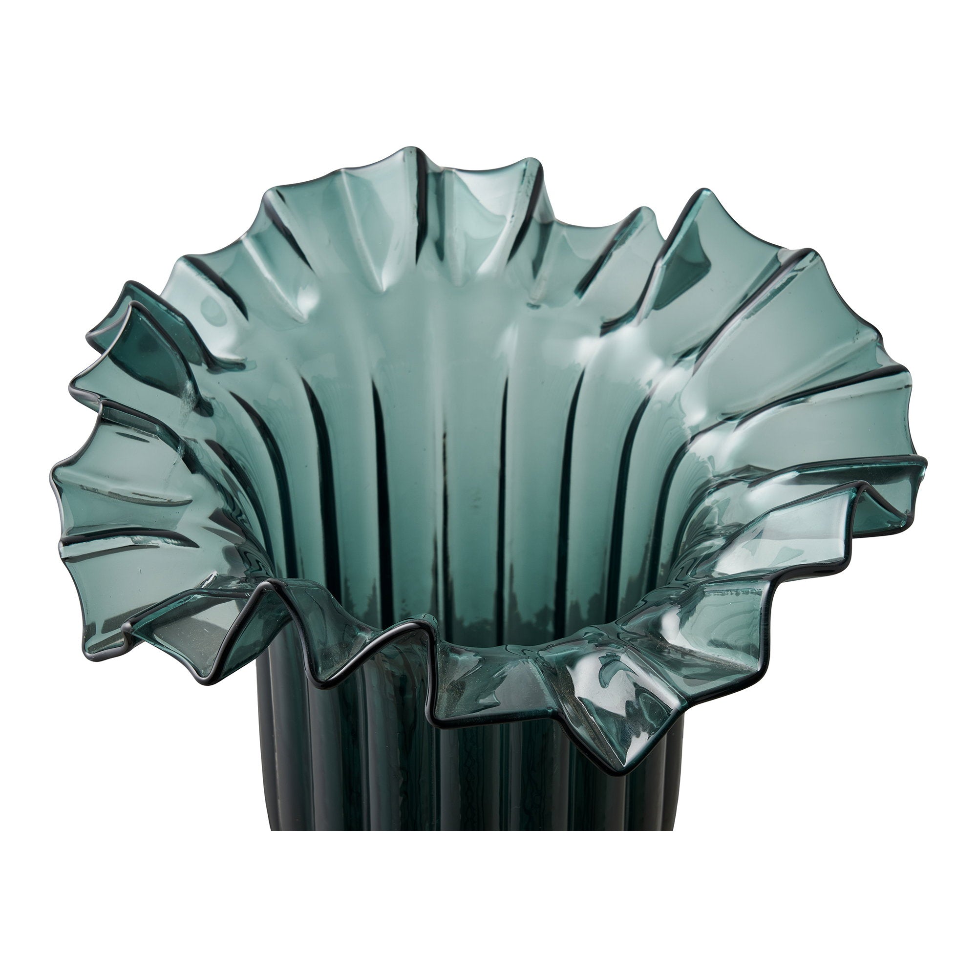Vase - Vase, mouth blown glass, dark green ø25x30 cm