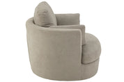 Chélu Luxe Swivel Armchair – Grey Textile & Wood