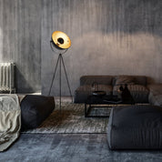 Elegant Black and Gold Three-Legged Floor Lamp for Any Space