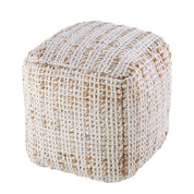 Jute & wool cube pouf