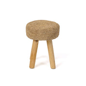 Teak & raffia woven stool