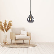 Handmade Luxury Pendant Lamp Gota in Black Smoke Glass