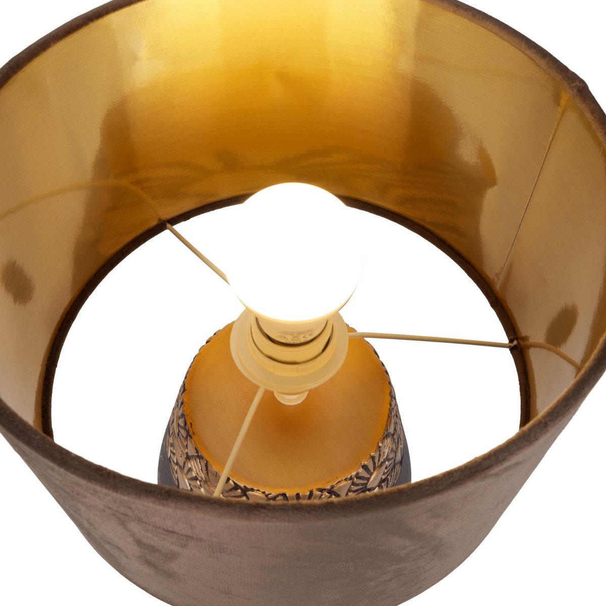 Handcrafted Luxury Ceramic Table Lamp in Beige and Gray