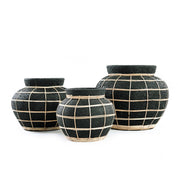 Luxury Handmade Belly Vase in Timeless Black Natural Design