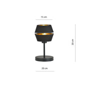 LUNOR Schwarze Gold Tischlampe