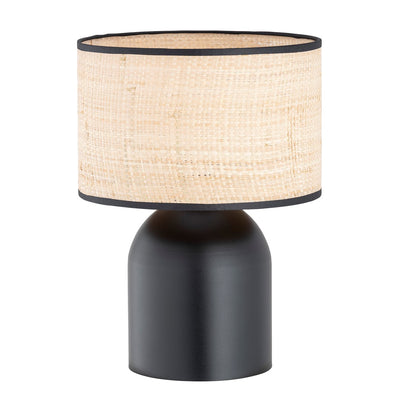 Elira schwarze Rattan-Stahl-Tischlampe