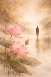 Lotus bloemen bij een kalme wandeling - classic art