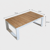 Melton loungetafel wit staal met acacia teak look – 110 x 70 cm