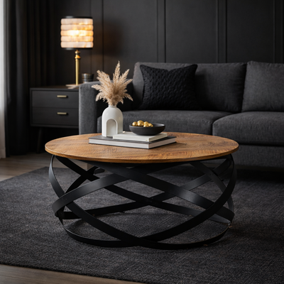 Orbita schwarzer Metall-Kaffeetisch