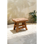 Yoke reclaimed teak stool – small