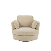 Chélu Luxe Swivel Armchair – Beige Textile & Wood