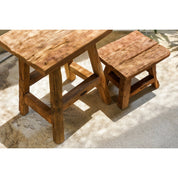 Yoke reclaimed teak stool – small