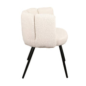 Refined White Pearl Boucle Chairs - Artisanal Elegance Set of 2