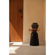 Luxury Handmade Artisan Belly Vase in Timeless Black Natural