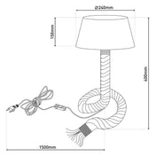 Handgefertigte Luxus-Tischlampe mit kunsthandwerklichem Design und Jute