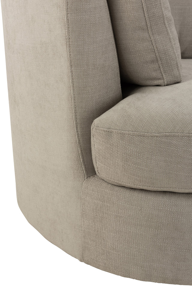 Chélu Luxe Swivel Armchair – Grey Textile & Wood