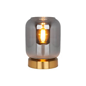 Handgefertigte Luxus-Glas-Tischleuchte in Gold und Rauchfarben