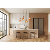 Luxury Artisan Pendant Lamp in Amber Glass and Brass Finish