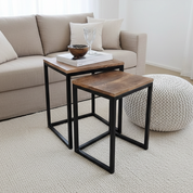 Handcrafted Luxury Side Table Set (2 pcs) – Recycled Mango Wood & Premium Artisan Design