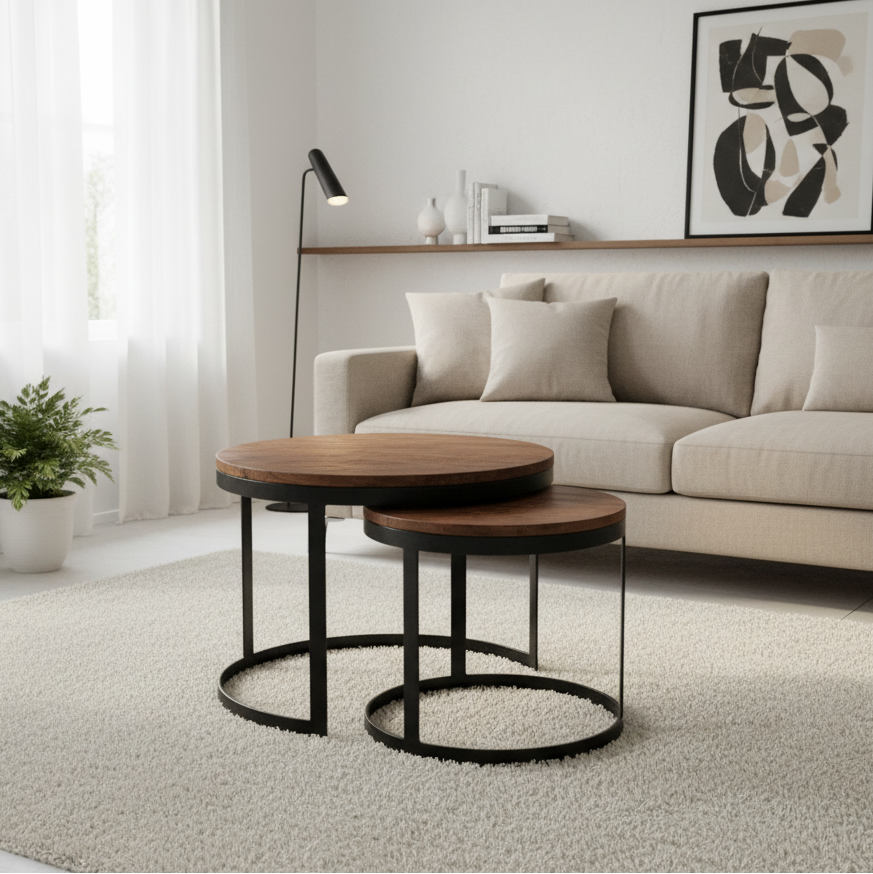 Handcrafted Artisan Coffee Table Set