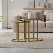 Handcrafted Gold Metal Side Table Set (2 pcs)