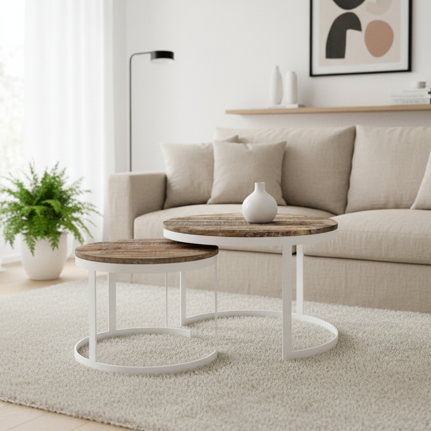 Handcrafted Artisan Coffee Table Set